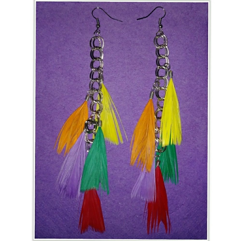 🌼Bird of Paradise Feather Earrings
